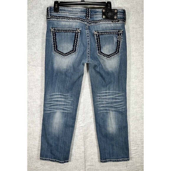 MISS ME Boyfriend 28 Jeans Crop  32 X 24 inseam Ice Pick Stitch Stretch Capri - Picture 8 of 8